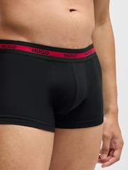 HUGO Black Logo Waistband Stretch Cotton Trunks 3 Pack - Image 7 of 10