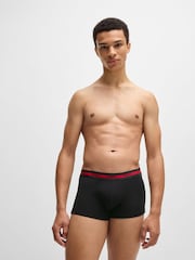 HUGO Black Logo Waistband Stretch Cotton Trunks 3 Pack - Image 8 of 10