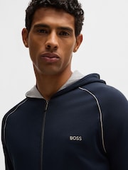 BOSS Blue Stretch Cotton Zip-Up Hoodie - Image 4 of 6