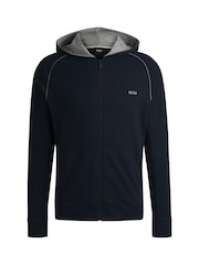 BOSS Blue Stretch Cotton Zip-Up Hoodie - Image 5 of 6