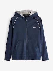 BOSS Blue Stretch Cotton Zip-Up Hoodie - Image 6 of 6