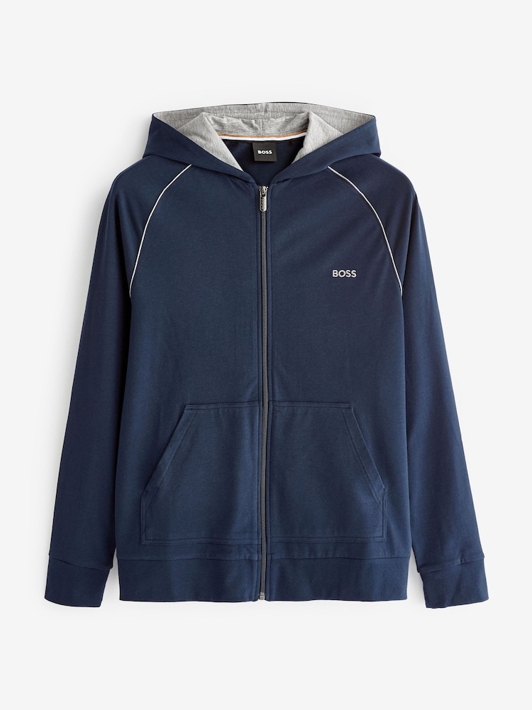 BOSS Blue Stretch Cotton Zip-Up Hoodie - Image 6 of 6 BOSS Blue Stretch Cotton Zip-Up Hoodie - Image 6 of 6