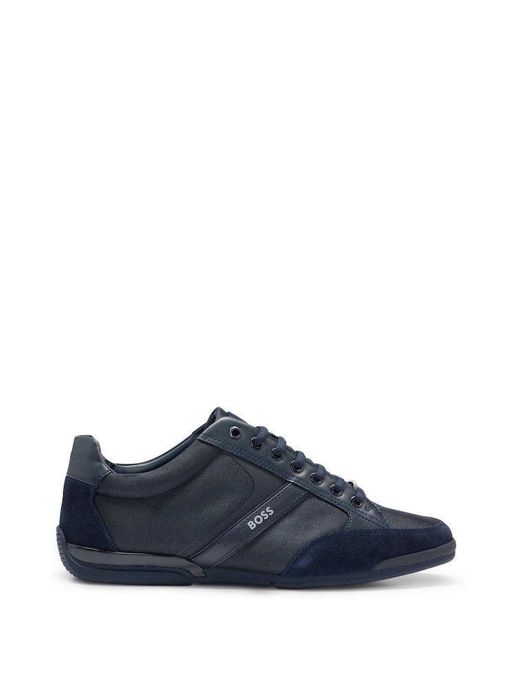 BOSS Blue Mix Materials Trainers With Suede And Faux Leather - Image 1 of 6