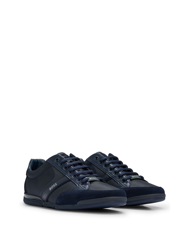 BOSS Blue Mix Materials Trainers With Suede And Faux Leather - Image 2 of 6