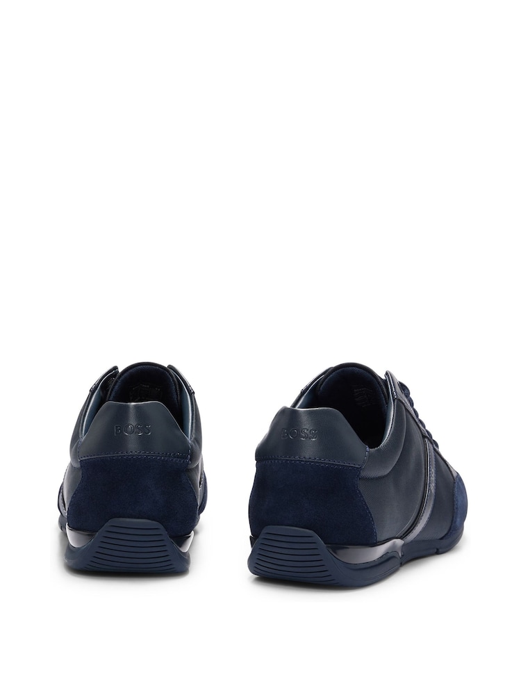 BOSS Blue Mix Materials Trainers With Suede And Faux Leather - Image 3 of 6