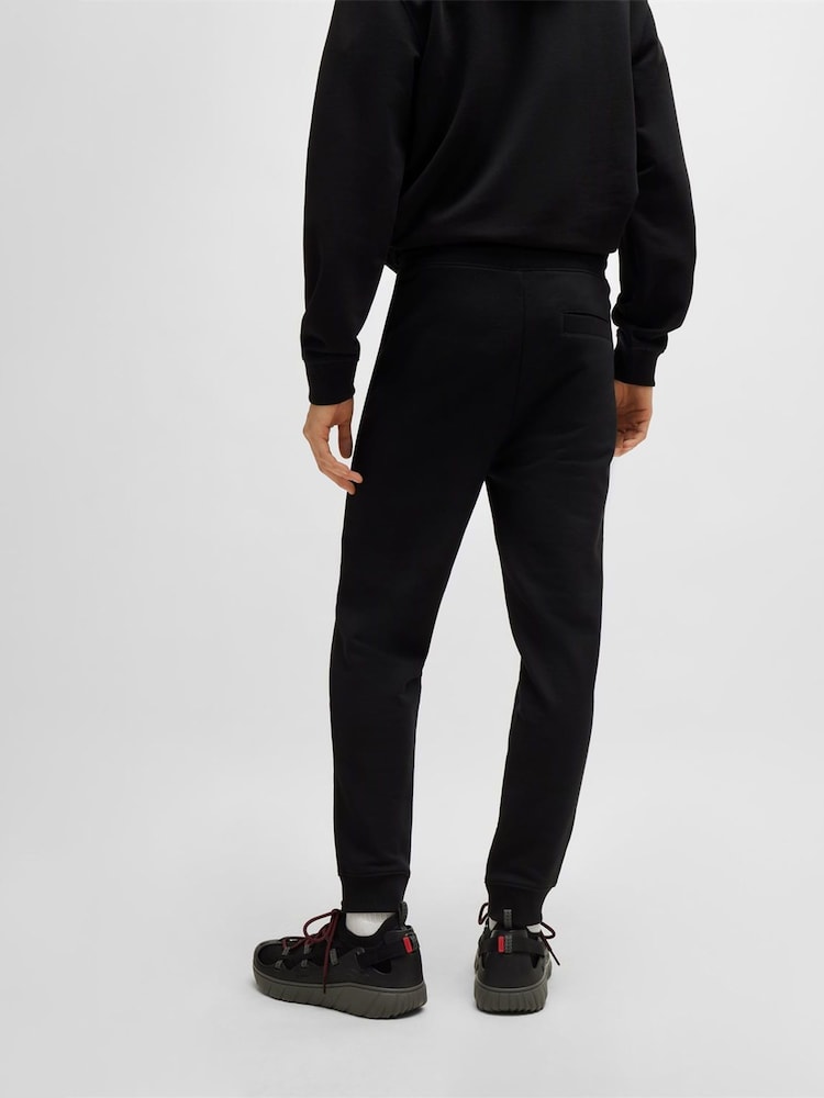 HUGO Black Logo Label Cotton Terry Joggers - Image 3 of 6