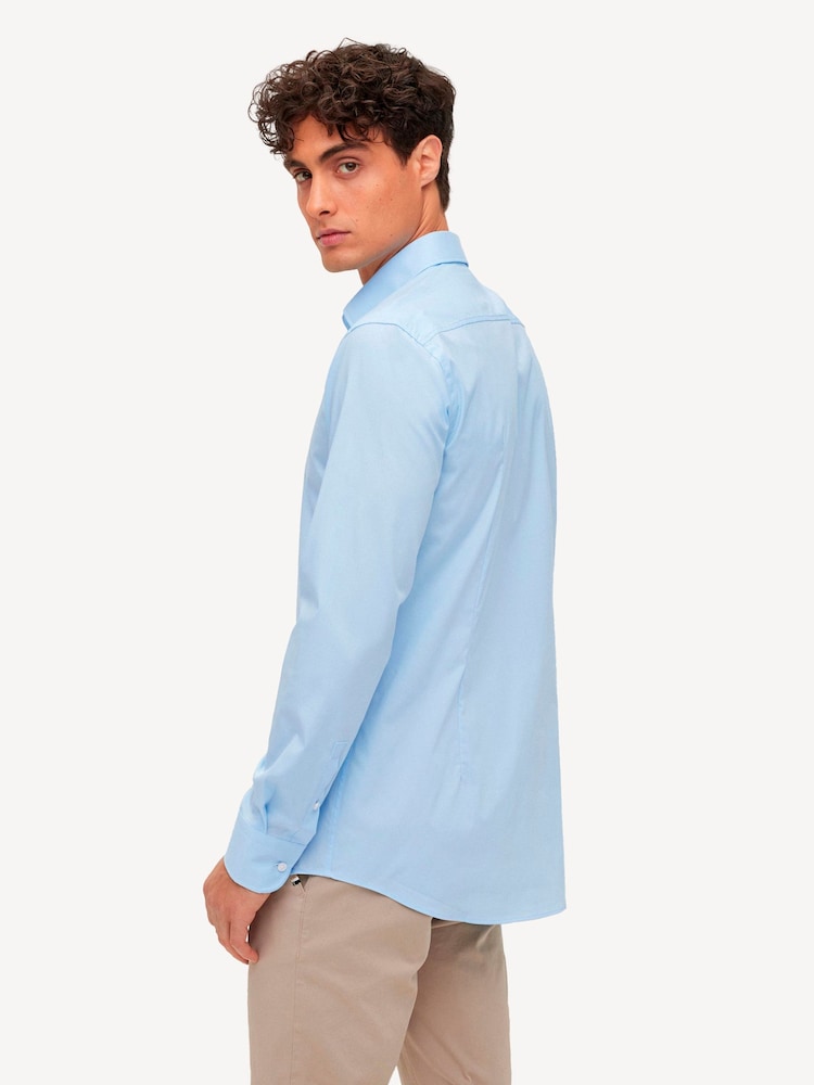 BOSS Blue Slim Fit Stretch Poplin Shirt - Image 2 of 6 BOSS Blue Slim Fit Stretch Poplin Shirt - Image 2 of 6
