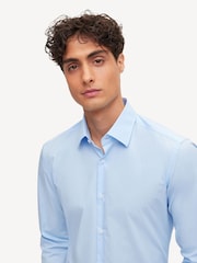 BOSS Blue Slim Fit Stretch Poplin Shirt - Image 4 of 6