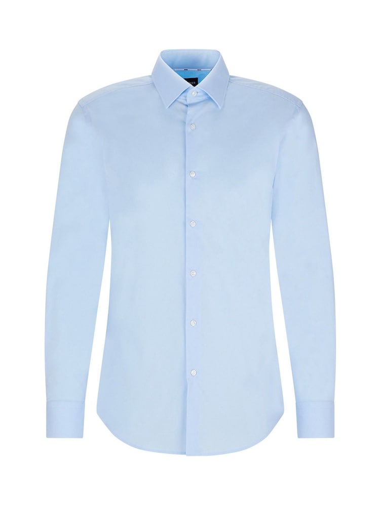 BOSS Blue Slim Fit Stretch Poplin Shirt - Image 6 of 6