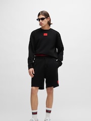 HUGO Black Logo Label Regular-Fit Terry Cotton Sweatshirt - Image 3 of 5