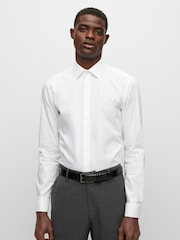 BOSS White Slim-Fit Stretch Poplin Oxford Shirt - Image 1 of 6
