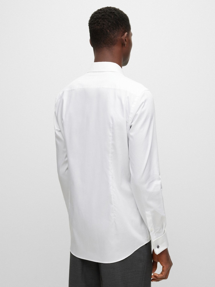 BOSS White Slim-Fit Stretch Poplin Oxford Shirt - Image 2 of 6