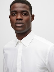 BOSS White Slim-Fit Stretch Poplin Oxford Shirt - Image 4 of 6