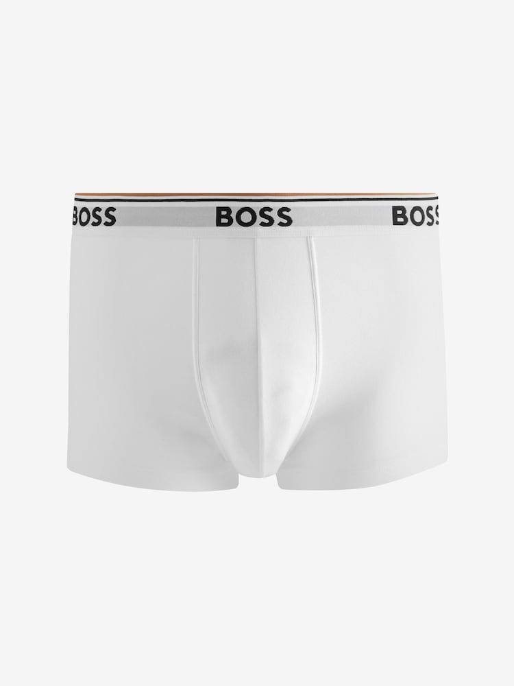 BOSS White/Grey/Black Power Stretch Cotton 3 Pack Boxers - Image 9 of 11