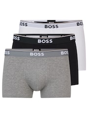 BOSS White/Grey/Black Power Stretch Cotton 3 Pack Boxers - Image 7 of 11