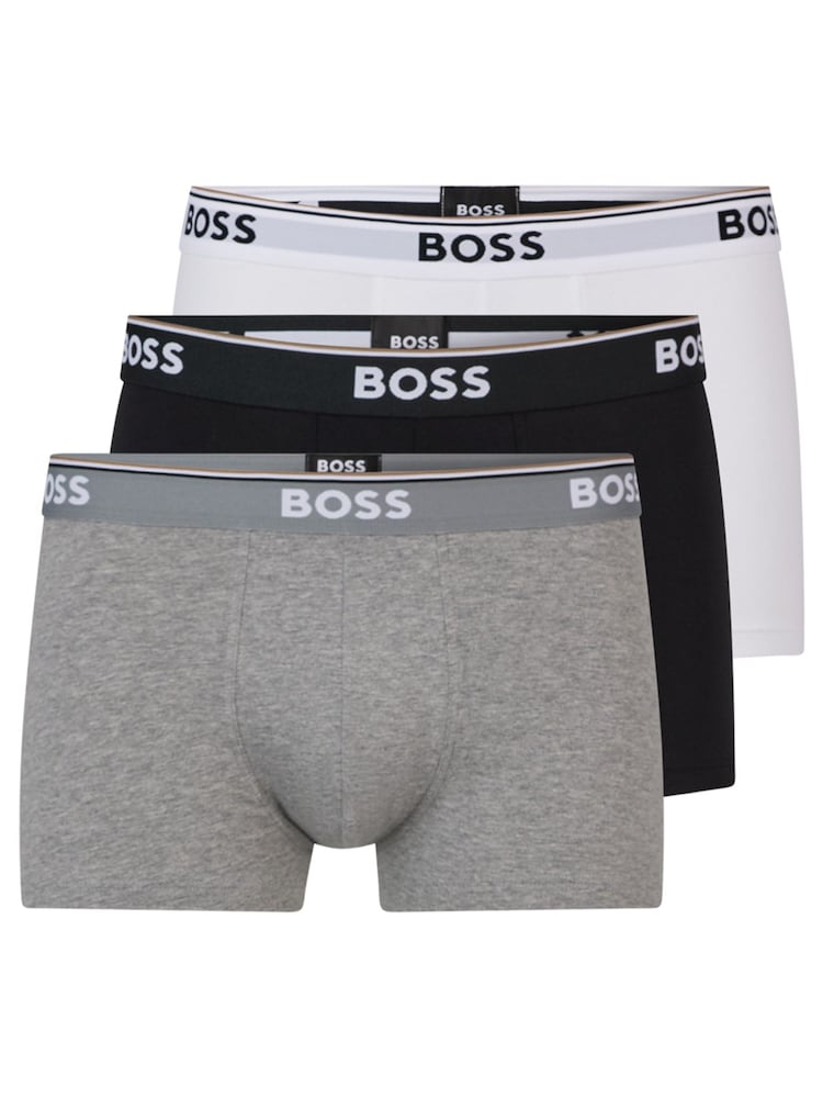 BOSS White/Grey/Black Power Stretch Cotton 3 Pack Boxers - Image 7 of 11