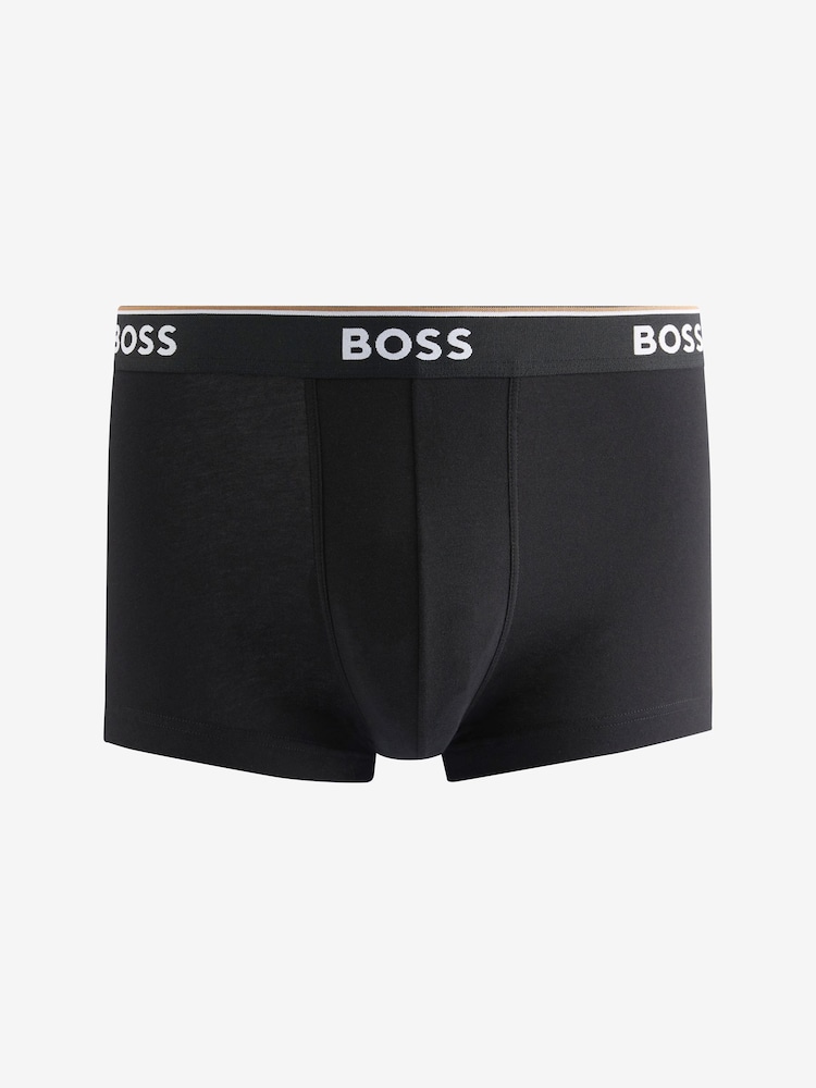 BOSS White/Grey/Black Power Stretch Cotton 3 Pack Boxers - Image 8 of 11