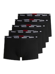 HUGO Black Hugo Logo Waistband Stretch Cotton Trunks 5 Pack - Image 5 of 5