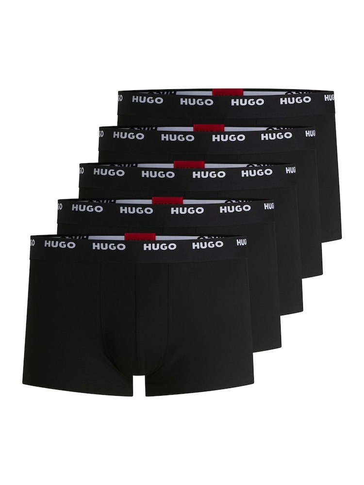 HUGO Black Hugo Logo Waistband Stretch Cotton Trunks 5 Pack - Image 5 of 5