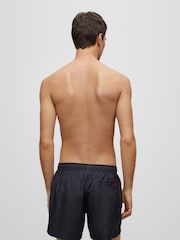 HUGO Black Logo Label Lined Swim Shorts - Image 2 of 4