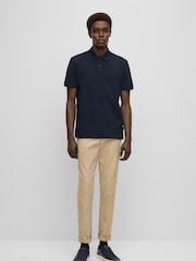 BOSS Navy Regular Fit Pallas Logo 100% Cotton Polo Shirt - Image 3 of 5
