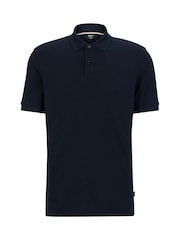 BOSS Navy Regular Fit Pallas Logo 100% Cotton Polo Shirt - Image 5 of 5