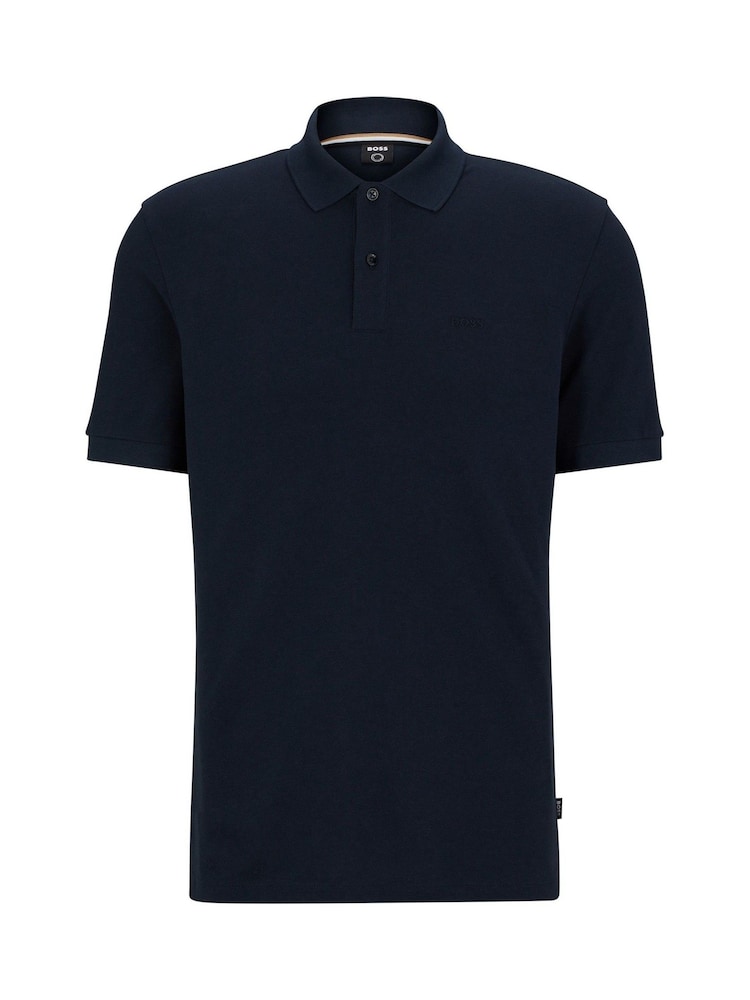 BOSS Navy Regular Fit Pallas Logo 100% Cotton Polo Shirt - Image 5 of 5 BOSS Navy Regular Fit Pallas Logo 100% Cotton Polo Shirt - Image 5 of 5