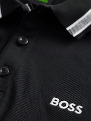 Темно-синий - BOSS рубашка поло из 100% хлопка с контрастной отделкой - Изображение 7 из 8