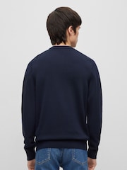 Синий - HUGO Knitted 100% Cotton Sweater - Image 2 of 9