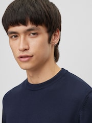 Синий - HUGO Knitted 100% Cotton Sweater - Image 4 of 9