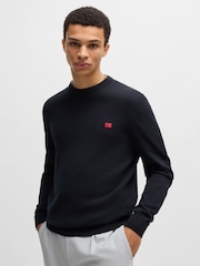 Синий - HUGO Knitted 100% Cotton Sweater - Image 5 of 9