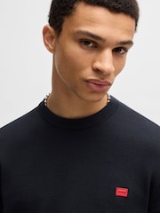 Синий - HUGO Knitted 100% Cotton Sweater - Image 6 of 9