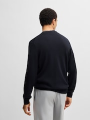 Синий - HUGO Knitted 100% Cotton Sweater - Image 7 of 9