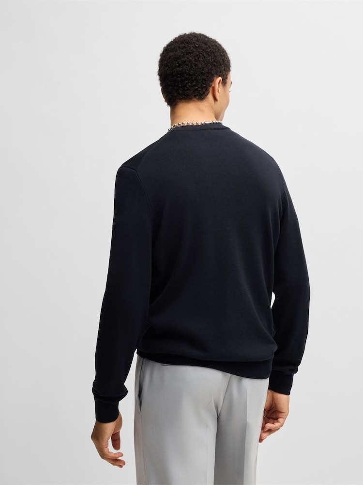 HUGO Blue Knitted 100% Cotton Sweater - Image 7 of 9