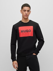 HUGO Black Logo Detail Cotton Terry Sweatshirt - Image 1 of 5