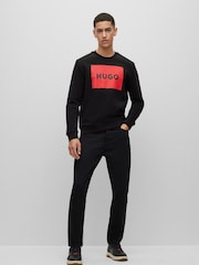 HUGO Black Logo Detail Cotton Terry Sweatshirt - Image 3 of 5