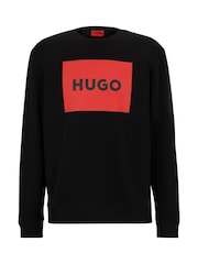 HUGO Black Logo Detail Cotton Terry Sweatshirt - Image 5 of 5