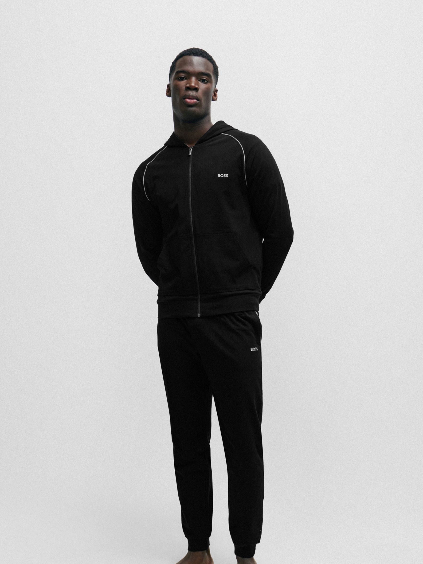 Buy BOSS Black Stretch Cotton Zip-Up Hoodie from Next USA