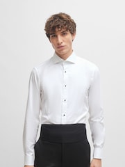 BOSS White Slim Fit Stretch Poplin Oxford Shirt - Image 1 of 6