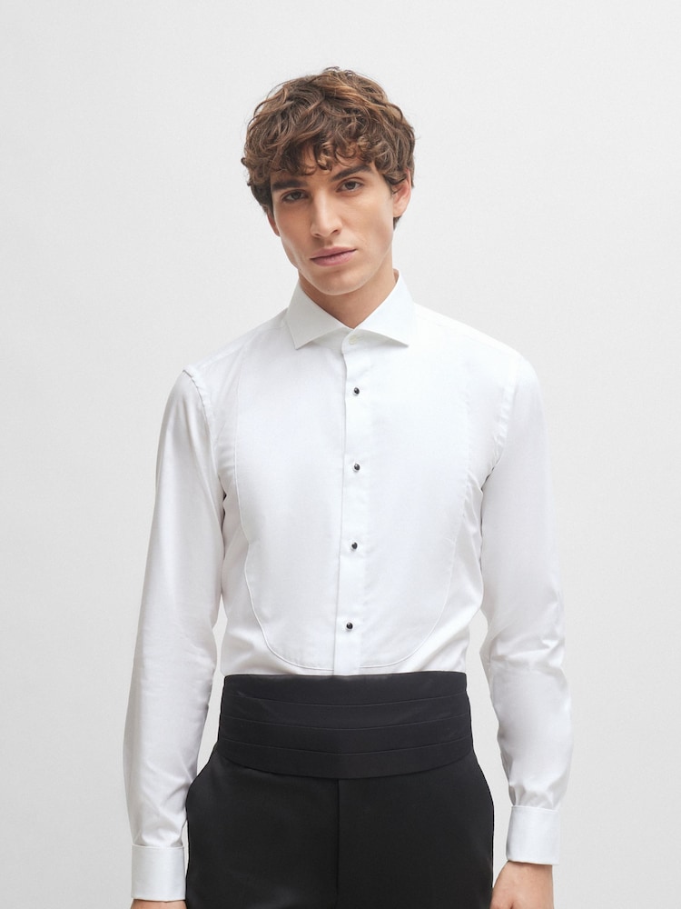 BOSS White Slim Fit Stretch Poplin Oxford Shirt - Image 1 of 6
