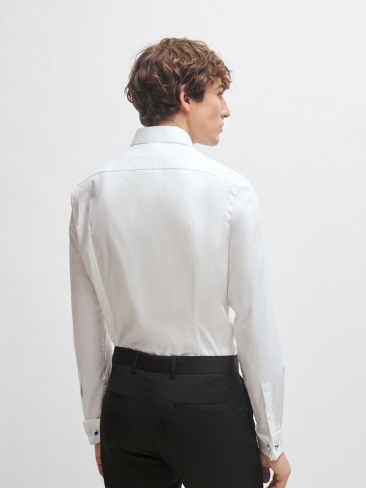BOSS White Slim Fit Stretch Poplin Oxford Shirt - Image 2 of 6