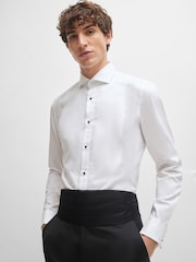 BOSS White Slim Fit Stretch Poplin Oxford Shirt - Image 4 of 6