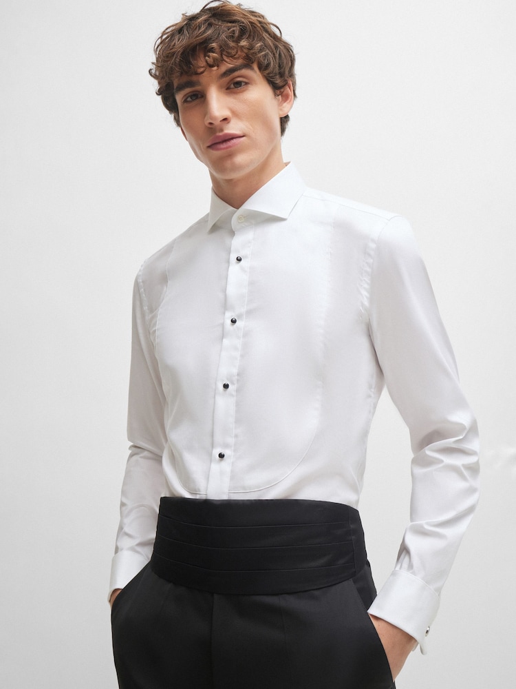 BOSS White Slim Fit Stretch Poplin Oxford Shirt - Image 4 of 6