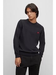 Черный - HUGO Knitted 100% Cotton Sweater - Image 1 of 5
