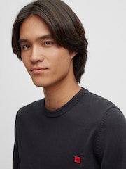 Черный - HUGO Knitted 100% Cotton Sweater - Image 4 of 5