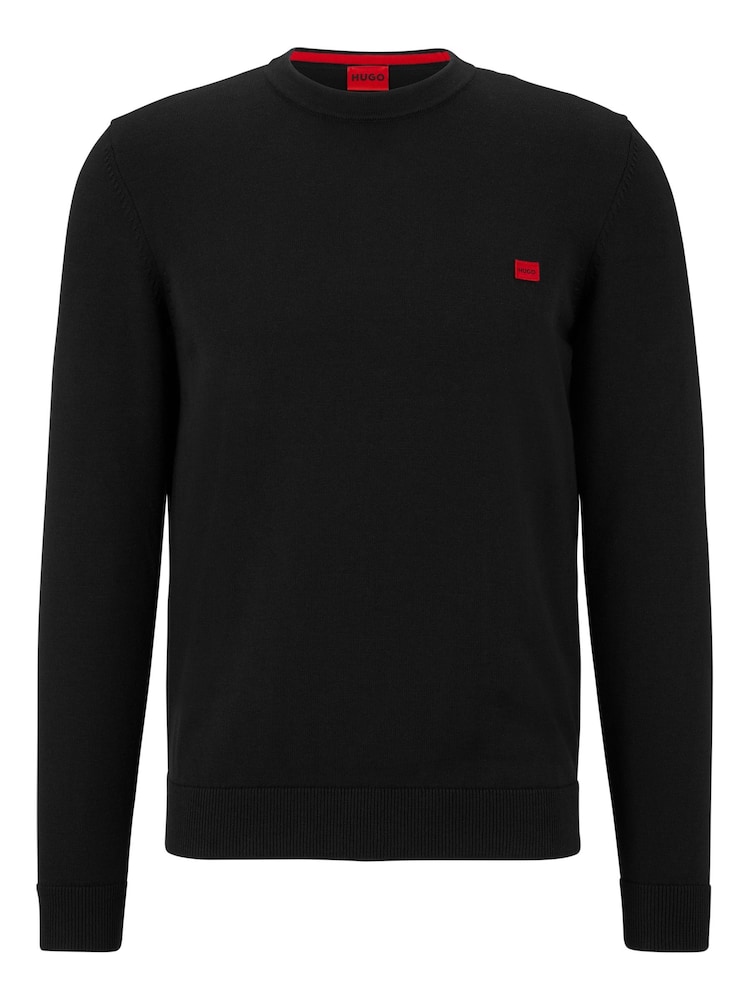 Черный - HUGO Knitted 100% Cotton Sweater - Image 5 of 5