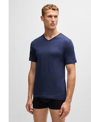 BOSS Grey/Navy/Black V-Neck Classic 100% Cotton T-Shirts 3 Pack - Image 5 of 8