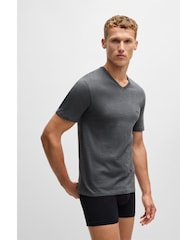BOSS Grey/Navy/Black V-Neck Classic 100% Cotton T-Shirts 3 Pack - Image 6 of 8