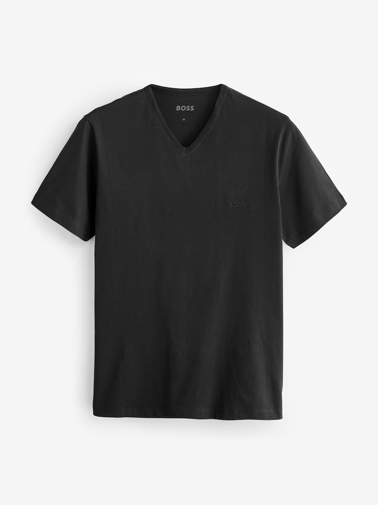 BOSS Grey/Navy/Black V-Neck Classic Cotton T-Shirts 3 Pack - Image 8 of 8 BOSS Grey/Navy/Black V-Neck Classic Cotton T-Shirts 3 Pack - Image 8 of 8