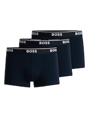 BOSS Navy Blue Power Stretch Cotton 3 Pack Boxers - Image 1 of 5